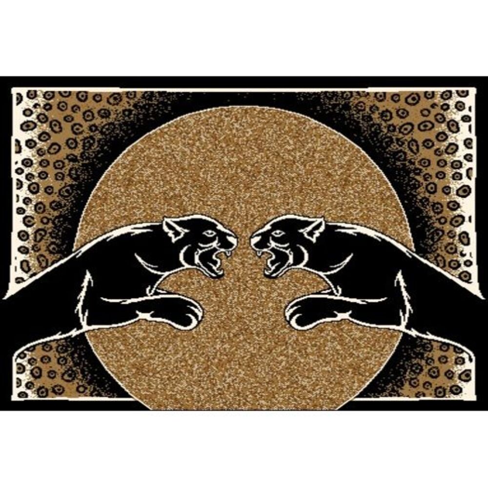 Twin Black Panther Area Rug 6x8 Jaguar Leopard Carpet - Actual 5' 3" x 7' 5"